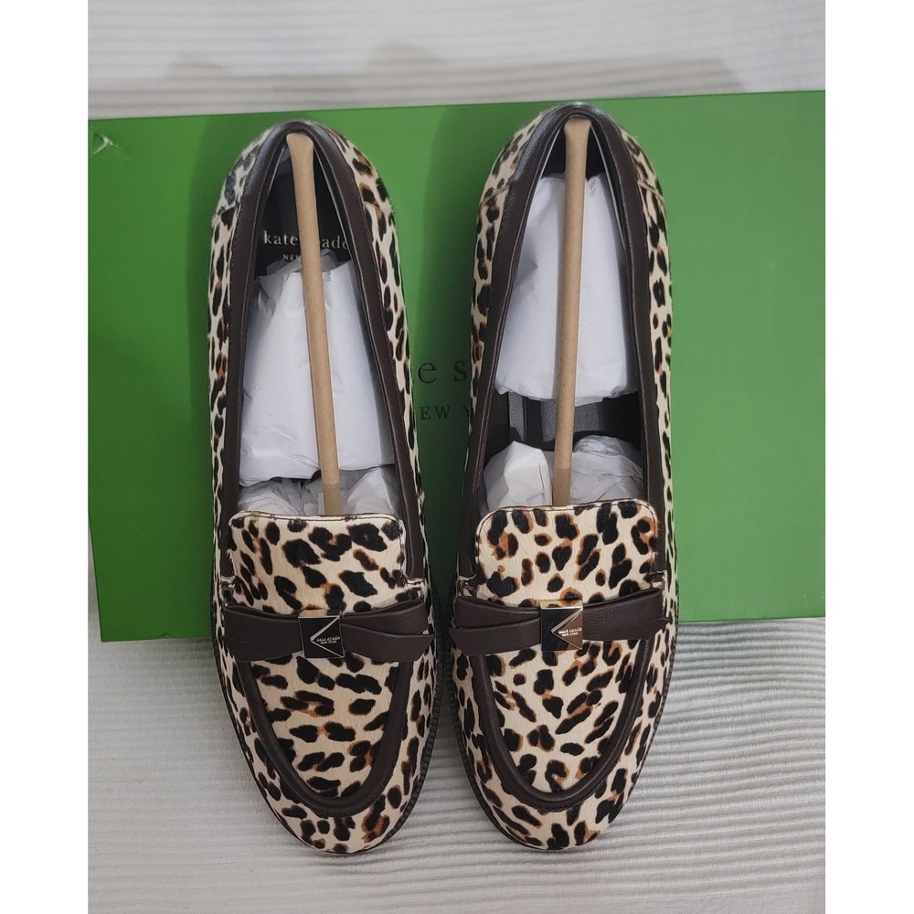 Kate Spade New York Deco Bow HC Loafer Leopard Print Pony Hair Women's Shoes - Picture 2 of 6